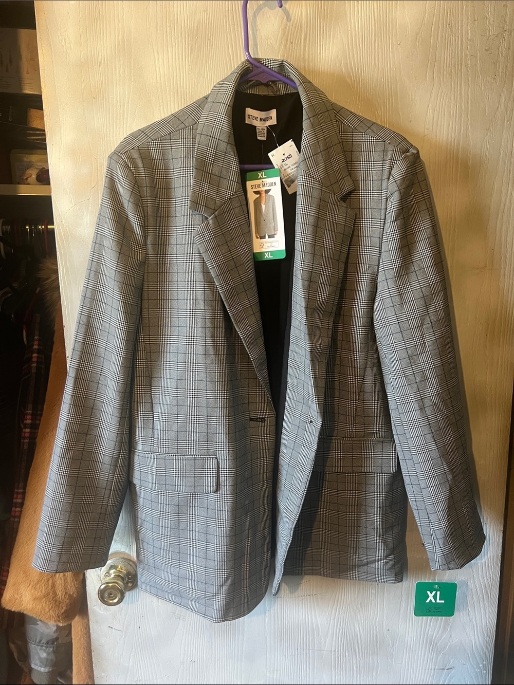 Steve Madden Gray Plaid Sport Coat Blazer